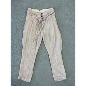 Free People Rumors Harem Pant Womens 2 Natural‎ Red Striped High Rise *Read